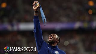 Noah Lyles first gold Watch mens 100m medals get awarded in Paris  Paris Olympics  NBC Sports [upl. by Feodora373]