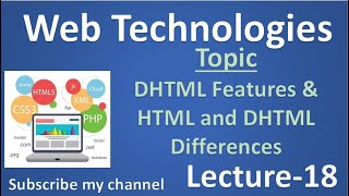 18 Web Technologies  DHTML Features amp HTML and DHTML Differences Lecture18 [upl. by Dlanger]