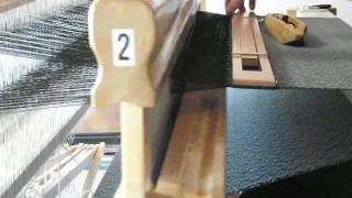 Weaving 8 Shaft Overshot on a countermarch loom [upl. by Levins403]