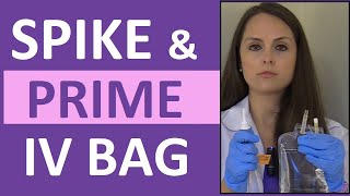 How to Prime IV Tubing Line  How to Spike a IV Bag for Nursing [upl. by Nosmas900]