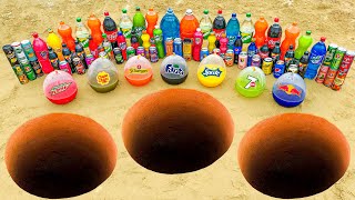 Big Toothpaste Eruption from Triple Underground Holes Coca Cola Fanta Monster Pepsi and Mentos [upl. by Hausner]