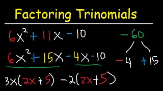 Factoring Trinomials With Leading Coefficient not 1  AC Method amp By Grouping  Algebra  3 Terms [upl. by Ina219]