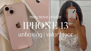 IPHONE 13 PINK  unboxing valor acessórios review e tuor pelos apps meu novo celular [upl. by Emeline]