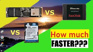 NVMe SSD vs SATA SSD vs 5400 rpm HDD  Real World vs Benchmark Test [upl. by Lusar]