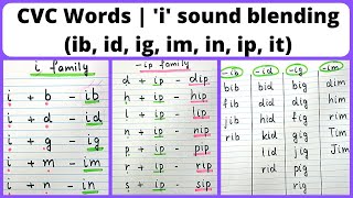 CVC Words Letter i  Letter i blending ib id ig im in ip it  Reading Three Letter Words [upl. by Wertz398]