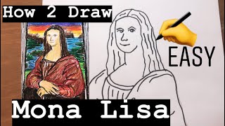 How to Draw EASY Mona Lisa  by Leonardo da Vinci  Step by Step for Kids monalisa howtodraw [upl. by Akoyin653]