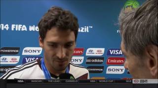 Mats Hummels Winning Post Match Interview  LIVE 7 13 14 [upl. by Nnaeirual]