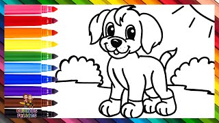 Cómo Dibujar Un Perro 🐶🦴🐾 Dibuja y Colorea Un Lindo Perrito 🐕🌈 Dibujos Para Niños [upl. by Fesoj]