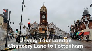 Driving in london  Chancery Lane to Tottenham via Kings Cross Holloway Hornsey Wood Green [upl. by Luci]