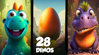 Dinosaurs for kids  Learn names and fun facts about 28 most famous Dinos [upl. by Inness]