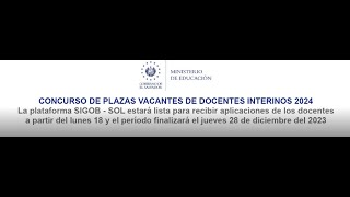 Concurso de plazas vacantes docentes interinos año 2024 desde el 18 al 28 de diciembre de 2024 [upl. by Adnaluy651]