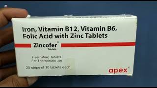 Zincofer Tablets  Iron Vitamin B12 Vitamin B6 Folic Acid with Zinc Tablets  Zincofer Tablet Uses [upl. by Con774]