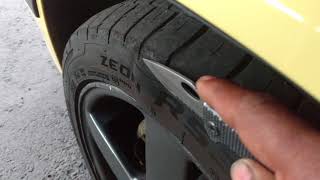 Removing an egg from the sidewall of your car tire Sidewall bubble damage on side of the tire VOTD [upl. by Aimahc707]