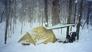 Extreme Winter Solo Camping in Alaska 42C Backcountry Hot Tent Camping Snowfall ❄️ [upl. by Seira675]