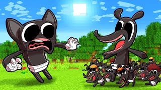 Family of CARTOON DOGS vs Baby Cartoon Cat Minecraft [upl. by Wyatt690]