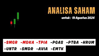 Analisa Saham 19 Agustus 2024 SMGR MDKA TPIA PGAS PTBA HRUM UNTR SMDR AVIA EMTK [upl. by Innos]