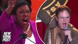 NEA president mocked for copying The Office character Dwight Schrute in totally unhinged speech [upl. by Hadias]