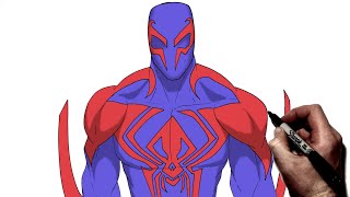 How To Draw Spider Man 2099 Miguel OHara  Step By Step  Across The Spiderverse [upl. by Boswall]