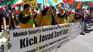 IRAN MEK supporters urge Munich Security Conference to expel Zarif [upl. by Miksen]