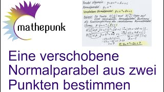 Eine verschobene Normalparabel aus zwei Punkten bestimmen [upl. by Kobi]