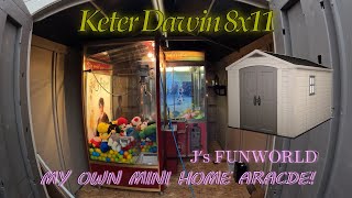 My Own Mini Home Arcade  Keter Darwin 8x11 Shed [upl. by Atteragram]