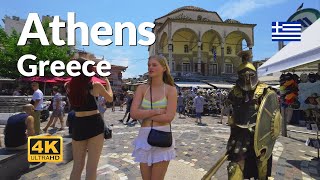 Athens 4K Summer Walking Tour Greece 🇬🇷 [upl. by Atinram]