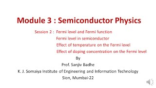 Semiconductor Physics Session 2 Fermi Level and Fermi Function [upl. by Llekim]