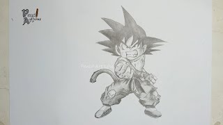 Easy anime drawing  How to draw realistic anime step by step  Anime sketch Kid Goku Dragon Ball [upl. by Nlycaj]