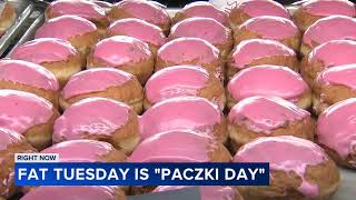 Crowds pack Chicago bakeries on Paczki Day [upl. by Ahsillek]