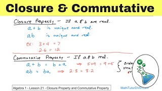 Closure and Commutative Properties in Algebra [upl. by Engud]