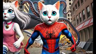 Spider Cat 🙀Fights Monsters to Protect the City cat catlover catvideos cutecat aicat spiderman [upl. by Ynahirb]