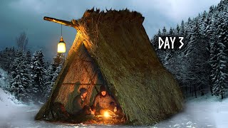 6 DAYS Winter Bushcraft Building a Survival Shelter in Snow amp Cold [upl. by Pruter]