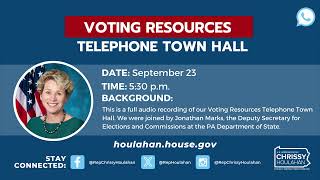 Voting Resources Telephone Town Hall [upl. by Nnalyrehc]