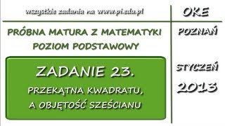 Zadanie 23 Matura próbna styczeń 2013 PP Stereometria [upl. by Cantu]