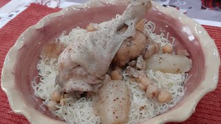 رشتة عاصمية بالدجاج بالتفصيل الممل 😁😁Rechta algéroise au poulet [upl. by Enayr]