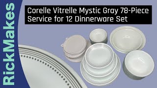 Corelle Vitrelle Mystic Gray 78Piece Service for 12 Dinnerware Set [upl. by Ahsila]