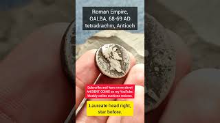 Ancient Coin Roman Empire GALBA tetradrachm Antioch coin history coincollecting [upl. by Refiffej136]