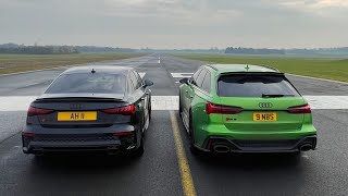 DRAG RACE NEW AUDI RS3 VS AUDI RS6 AVANT [upl. by Marlon659]