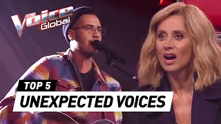 Most UNEXPECTED VOICES in The Blind Auditions of The Voice [upl. by Nnahaid499]