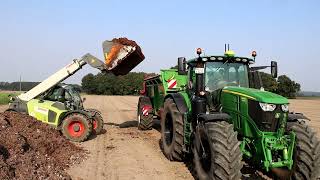 JohnDeere 6230R mit Strautmann TS 160 plus Claas Scorpion 7055 beim düngen [upl. by Anilyx]