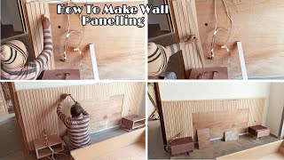 दीवार पे पेनेलिंग कैसे करते है  How to make plywood panelling on wall [upl. by Dovev]