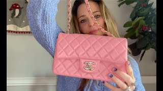 CHANEL MINI FLAP BAG PINK REVEAL amp REVIEW [upl. by Valleau]