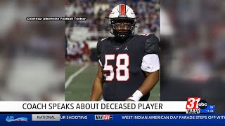 Albertville High football coach mourns player who died on his way to practice [upl. by Aehta]