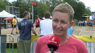 Reactie Tina van Grimbergen KBKB op WK Beach Korfbal Belgium Temse [upl. by Artnoed]