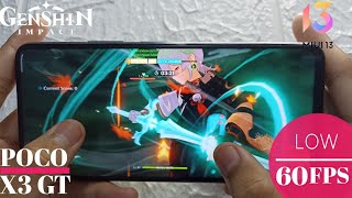 Xiaomi Poco X3 GT Genshin Impact Gameplay Low 60 Fps With Fps Meter  Update MIUI 13 [upl. by Janus298]