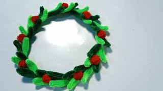 DIY  Easy Chenille Wire Christmas Wreath Making for Decoration handmade [upl. by Firooc]