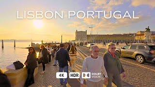 Lisbon Sunset Walking Tour December 2023  4K HDR [upl. by Ajnek]