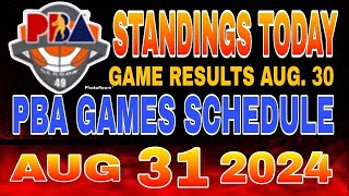 PBA Standings today as of August 30 2024  PBA Game results  Pba schedule August 31 2024 [upl. by Custer]