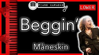 Beggin’ LOWER 3  Måneskin  Piano Karaoke Instrumental [upl. by Halil]