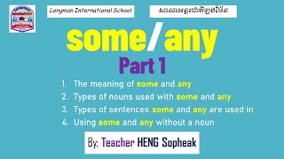 someany Part 1 meaning types of nouns and sentences and using some and any without nouns [upl. by Nallaf]